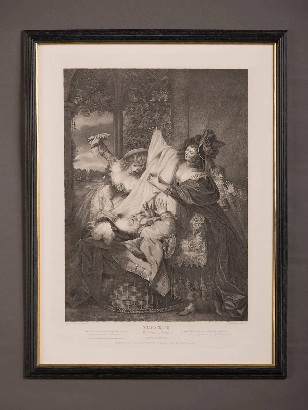 English Set of Five Antique Engravings of Shakespeare's Plays, England, 1803