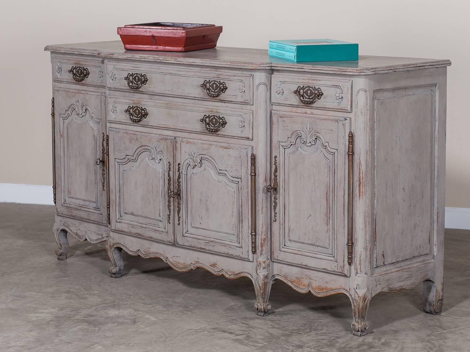 Wood Antique French Painted Louis XV Style Buffet Credenza, circa 1910