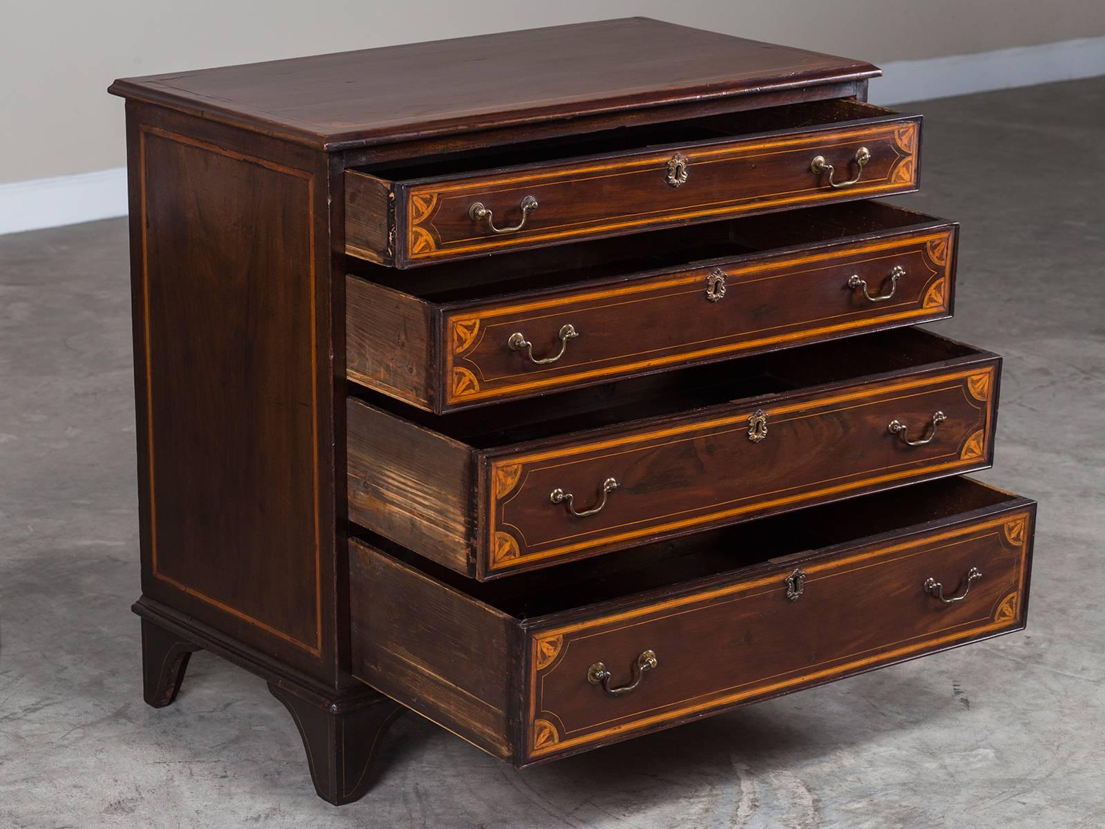 19th Century Antique English Neoclassical Mahogany Chest of Drawers, circa 1860