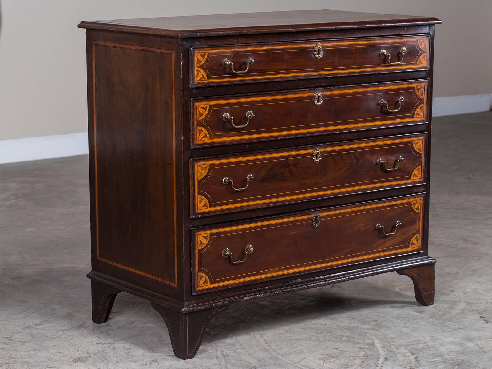 Antique English Neoclassical Mahogany Chest of Drawers, circa 1860 In Excellent Condition In Houston, TX