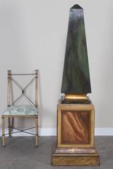 Vintage French Pair Faux Painted Theatrical Obelisks circa 1950