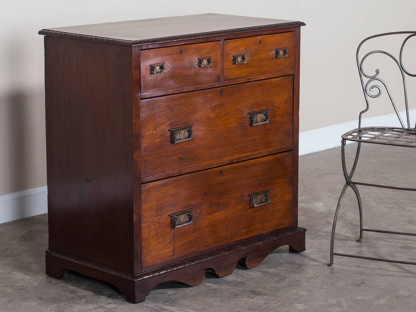 Antique English Arts and Crafts Mahogany Chest of Drawers, circa 1890 1