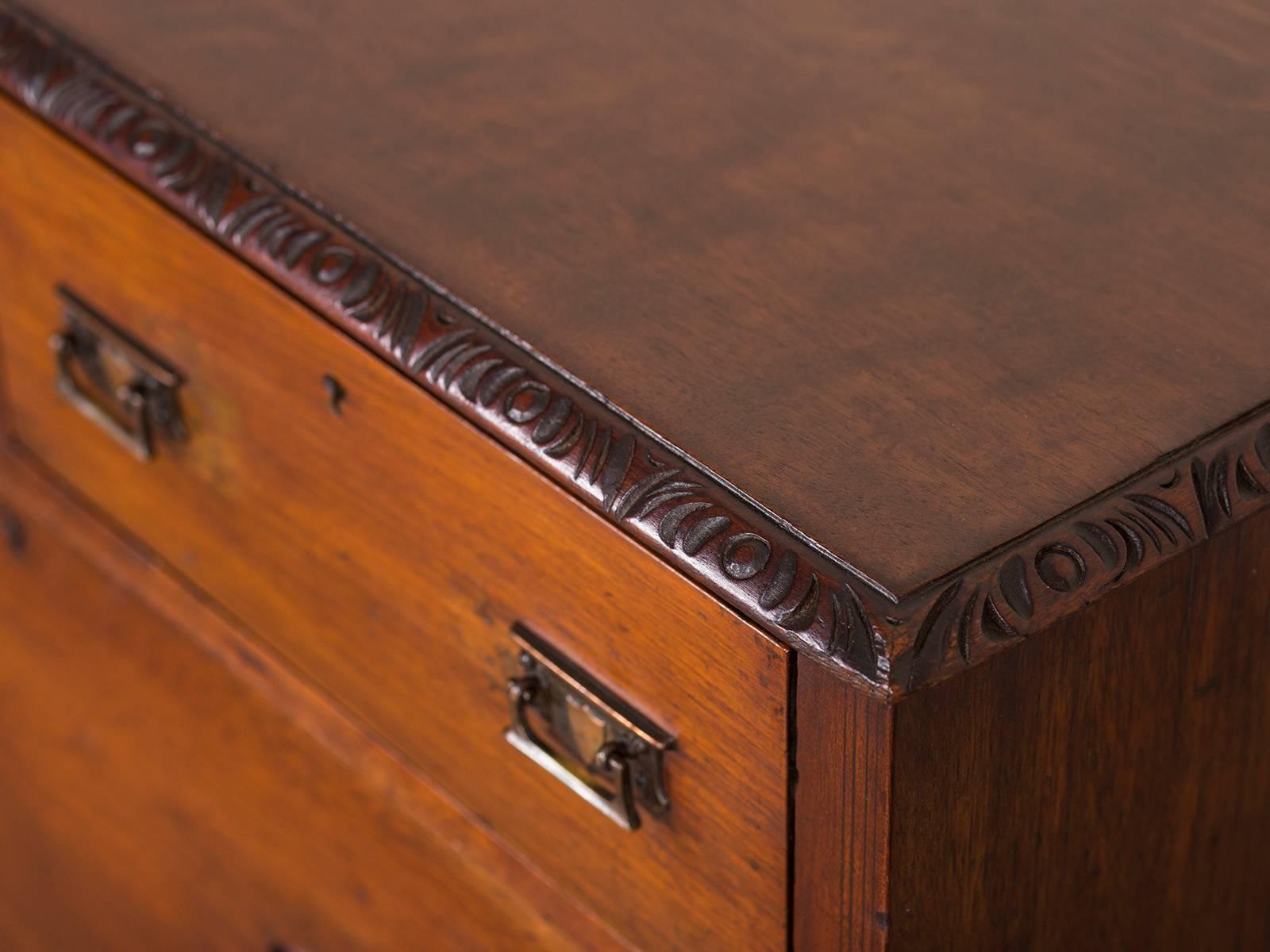 Late 19th Century Antique English Arts and Crafts Mahogany Chest of Drawers, circa 1890