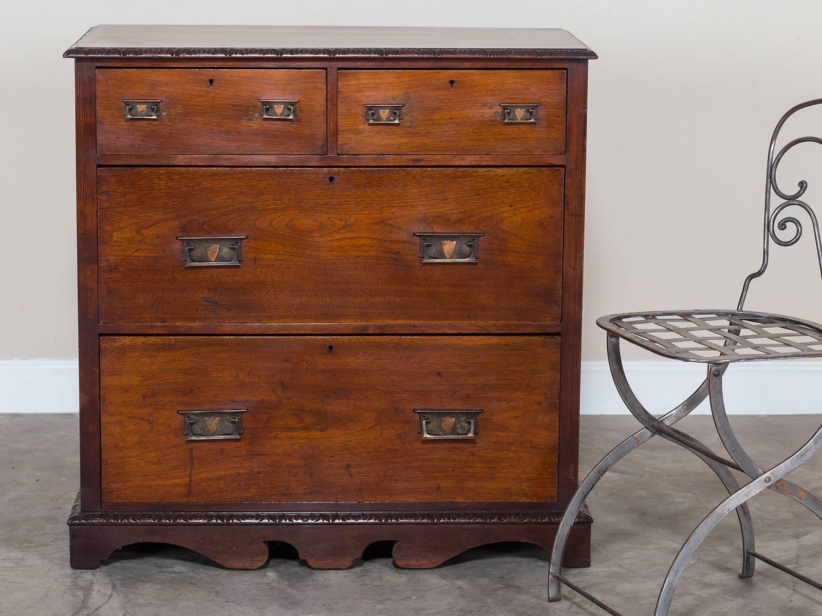 Receive our new selections direct from 1stdibs by email each week. Please click “Follow Dealer” button below and see them first!

The handsome profile of this antique English mahogany chest of drawers, circa 1890. Displays the distinctive