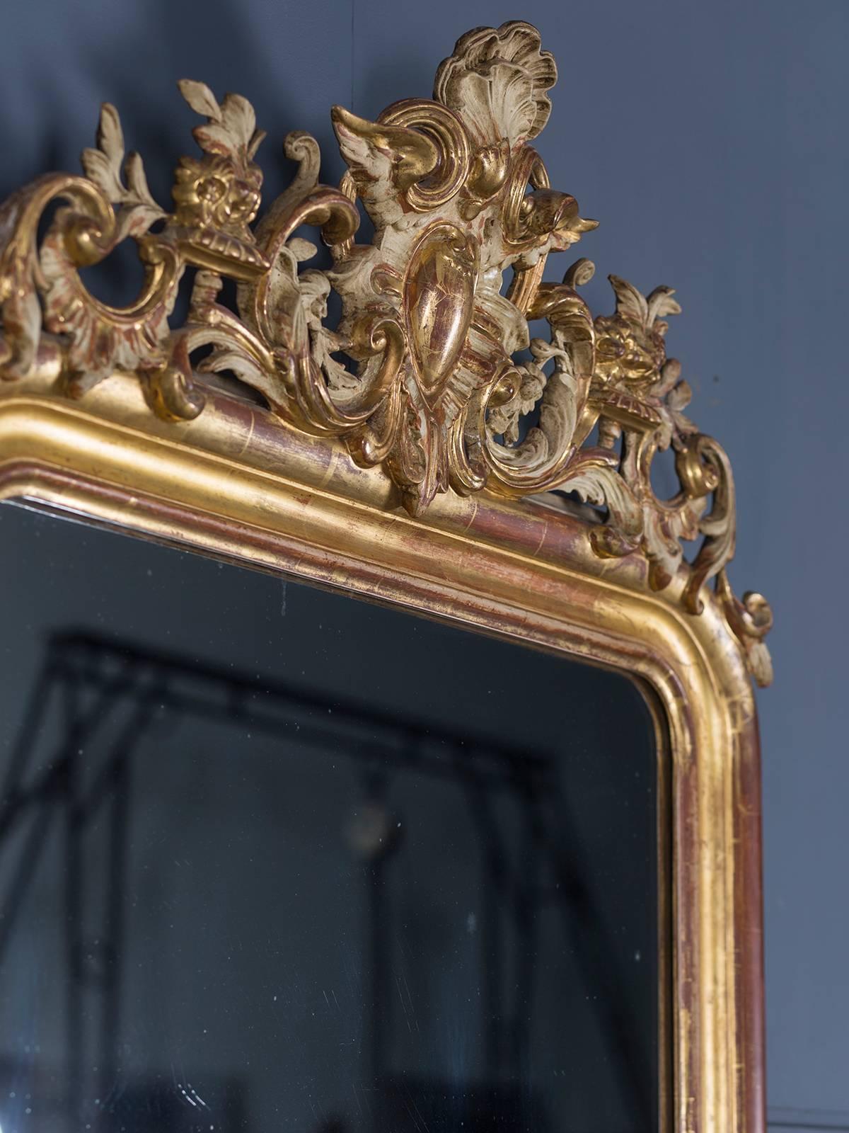 Antique French Louis Philippe Gold Leaf Mirror, circa 1880 2