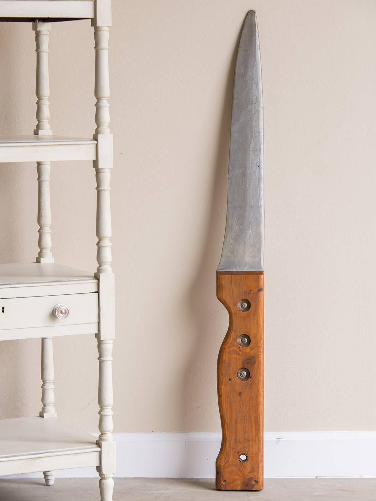 Early 20th Century Giant Antique French Painted Wood Knife Shop Sign, circa 1900