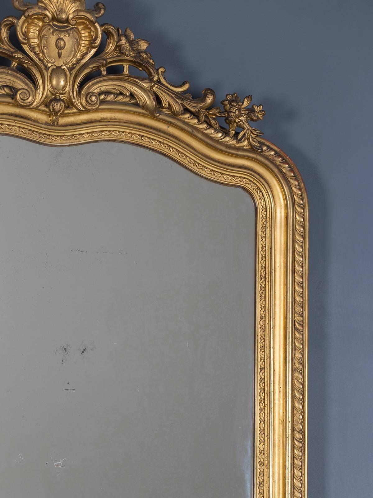 Late 19th Century Antique French Gold Leaf Regency Mirror, circa 1880