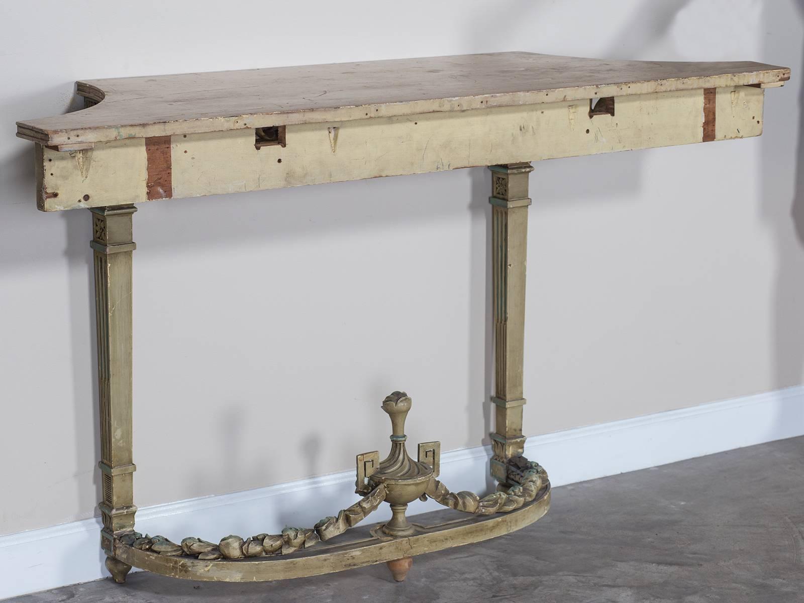 Antique French Louis XVI Neoclassical Painted Console Table, circa 1890 2