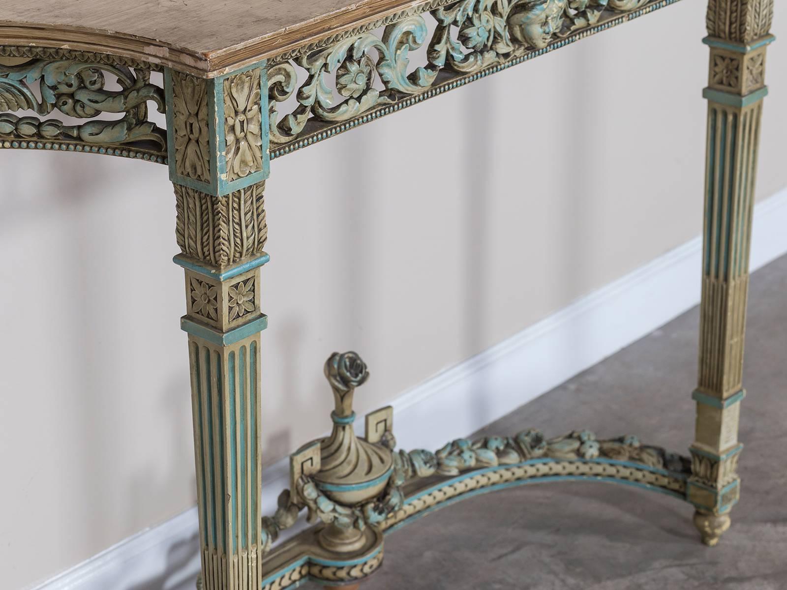 Antique French Louis XVI Neoclassical Painted Console Table, circa 1890 1