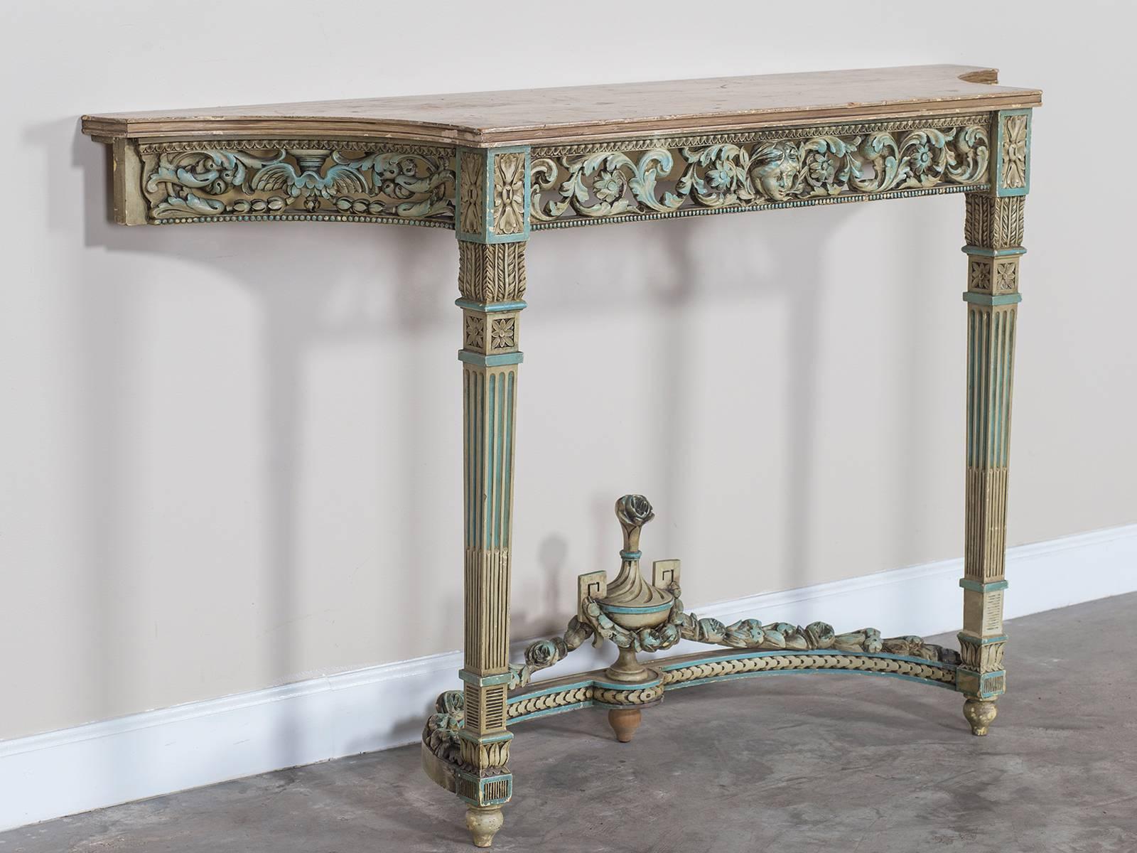 Late 19th Century Antique French Louis XVI Neoclassical Painted Console Table, circa 1890