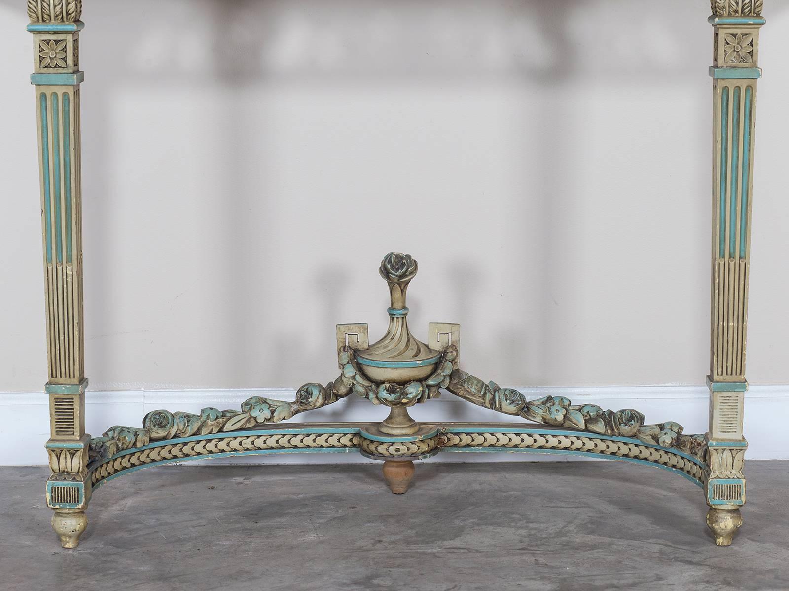 Antique French Louis XVI Neoclassical Painted Console Table, circa 1890 3