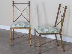 Pair of Vintage French Neoclassical Gilded Metal Chairs, circa 1940