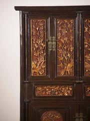 Antique Chinese Scholar's Cabinet, Original Carved Lacquer and Gilt, circa 1875