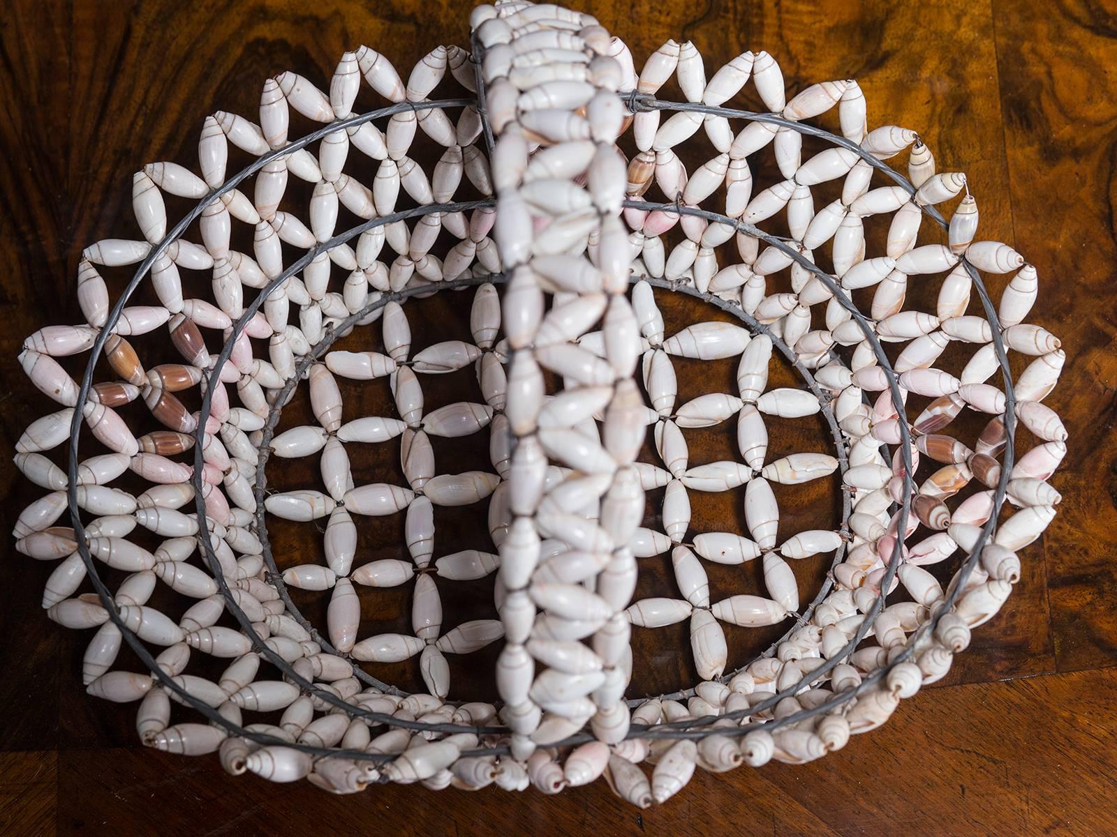 Vintage French Handmade Shell Basket, circa 1920 1