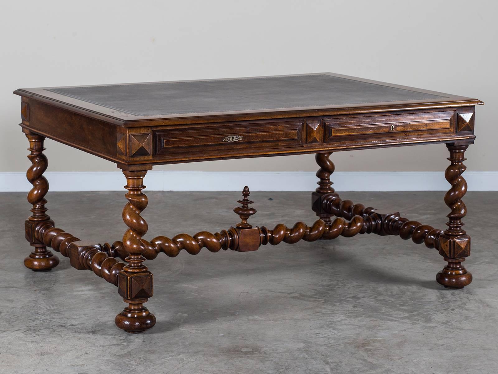 Antique French Henri II Walnut Partners Table Desk, circa 1880 3