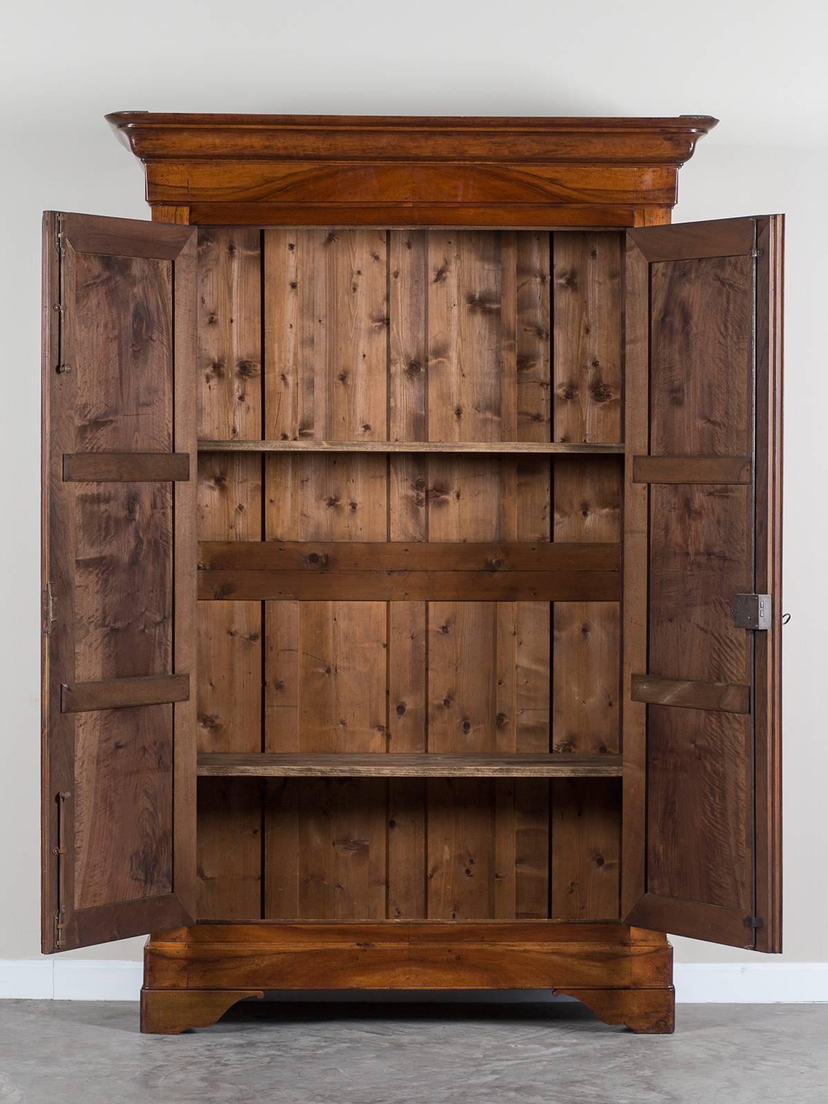 Receive our new selections direct from 1stdibs by email each week. Please click “Follow Dealer” button below and see them first!

The striking pattern of the matched walnut timber on this antique French Louis Philippe armoire emphasizes the simple