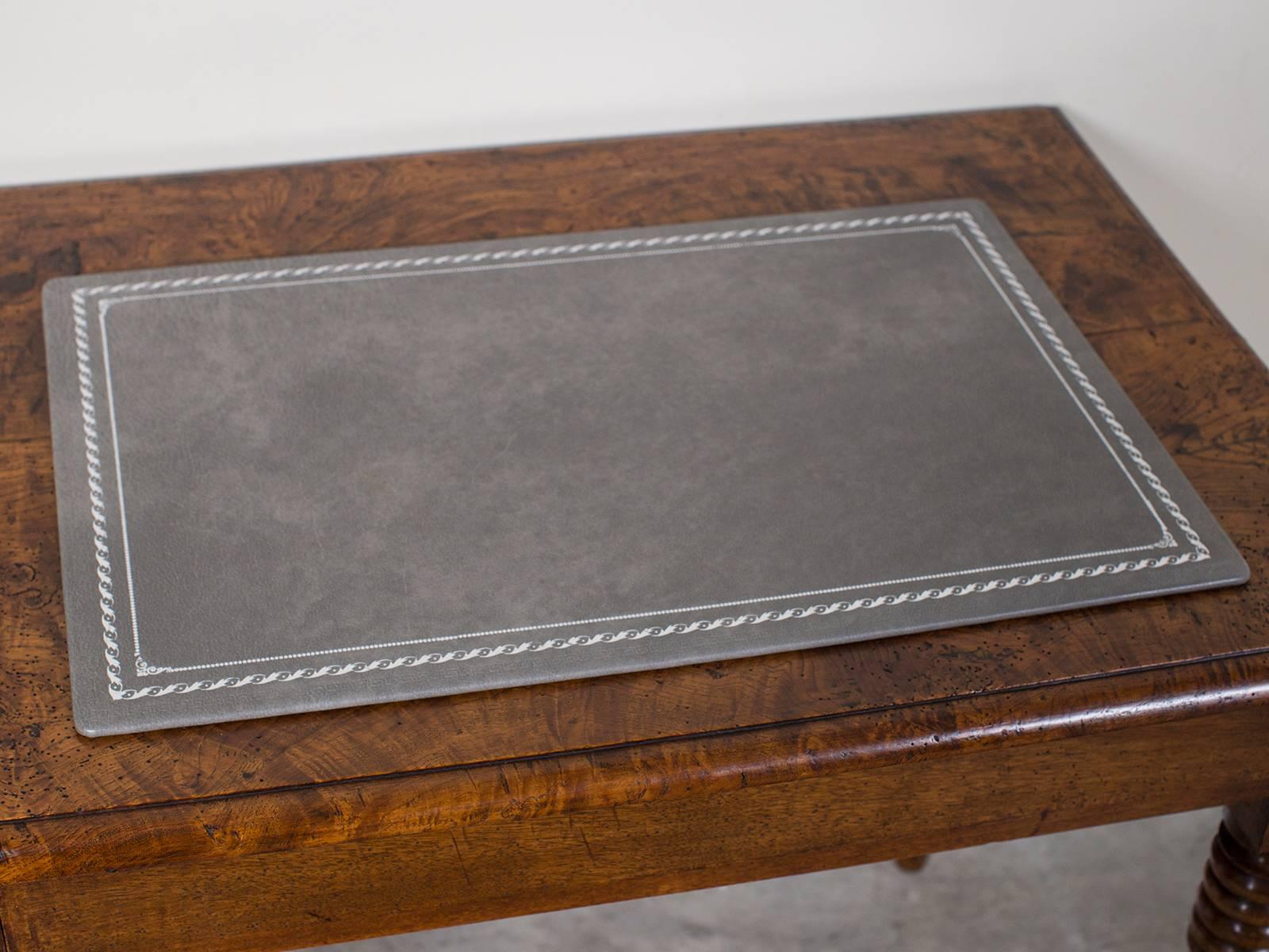 American Custom Grey Leather Desk Pad Blotter Hungary, circa 2015