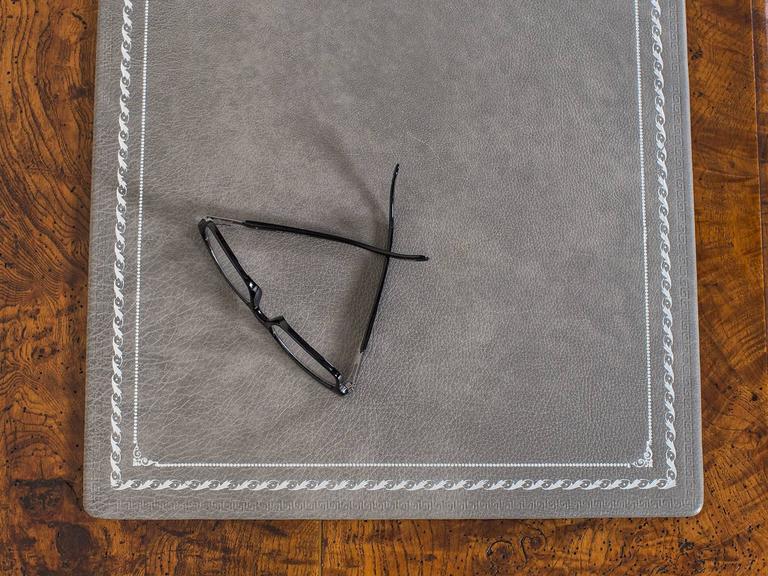 Custom Grey Leather Desk Pad Blotter Hungary, circa 2015 at 1stDibs
