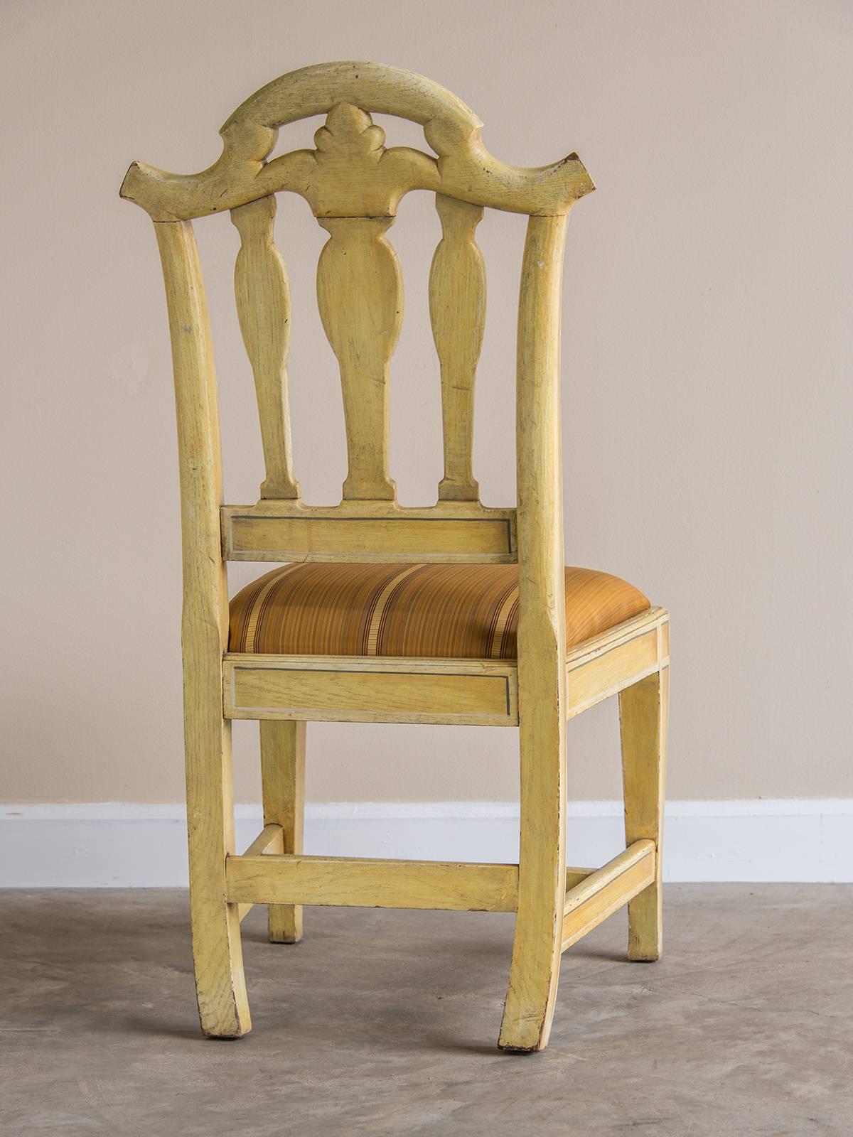 Set of Eight English Chippendale Style Chairs, Original Painted Decoration, 1890 1