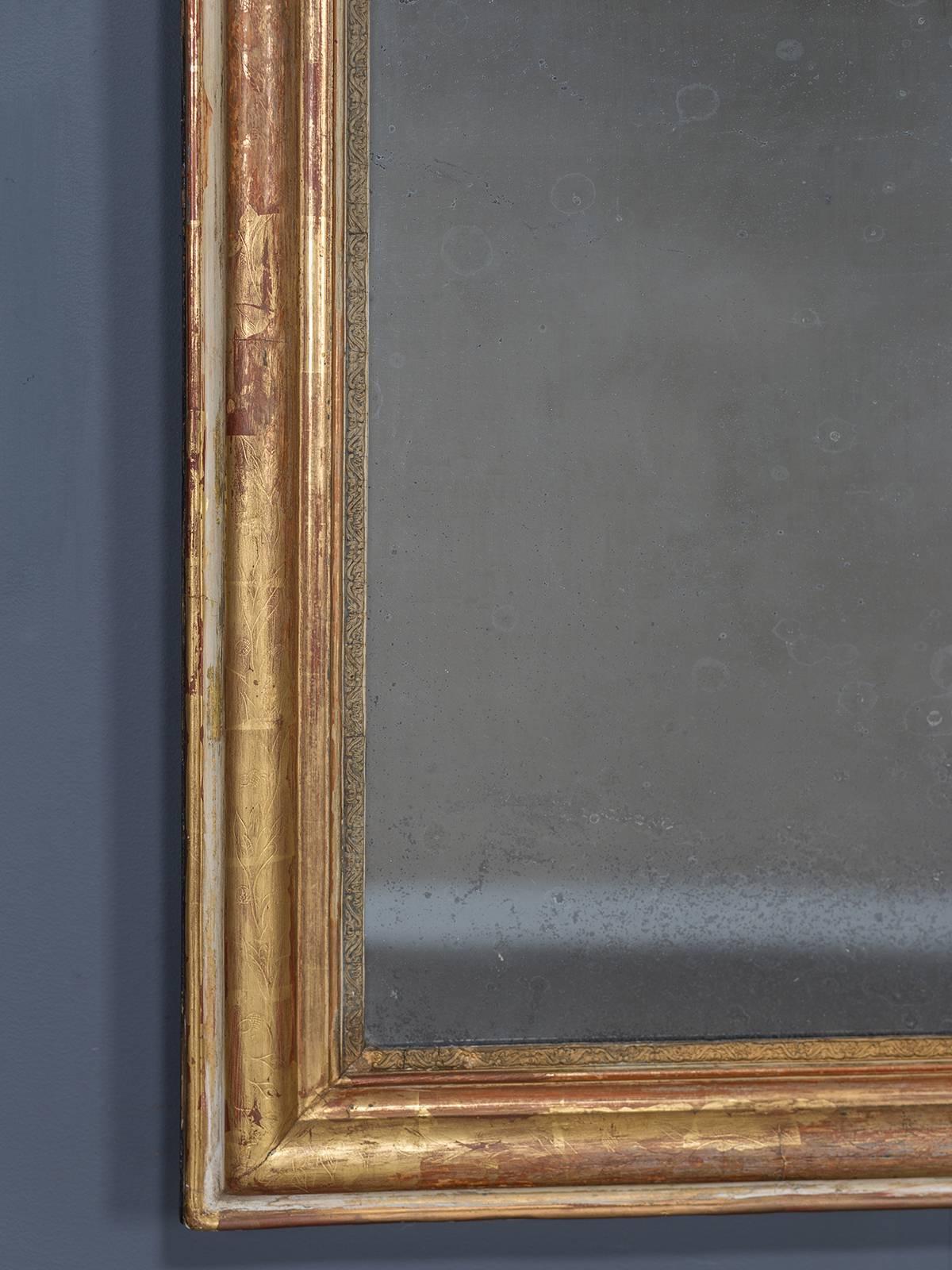 Late 19th Century Antique French Louis Philippe Gold Leaf Mirror, circa 1885