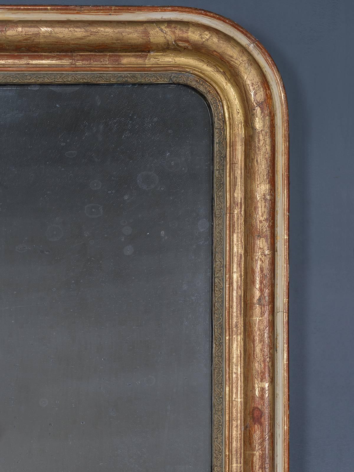 Antique French Louis Philippe Gold Leaf Mirror, circa 1885 2