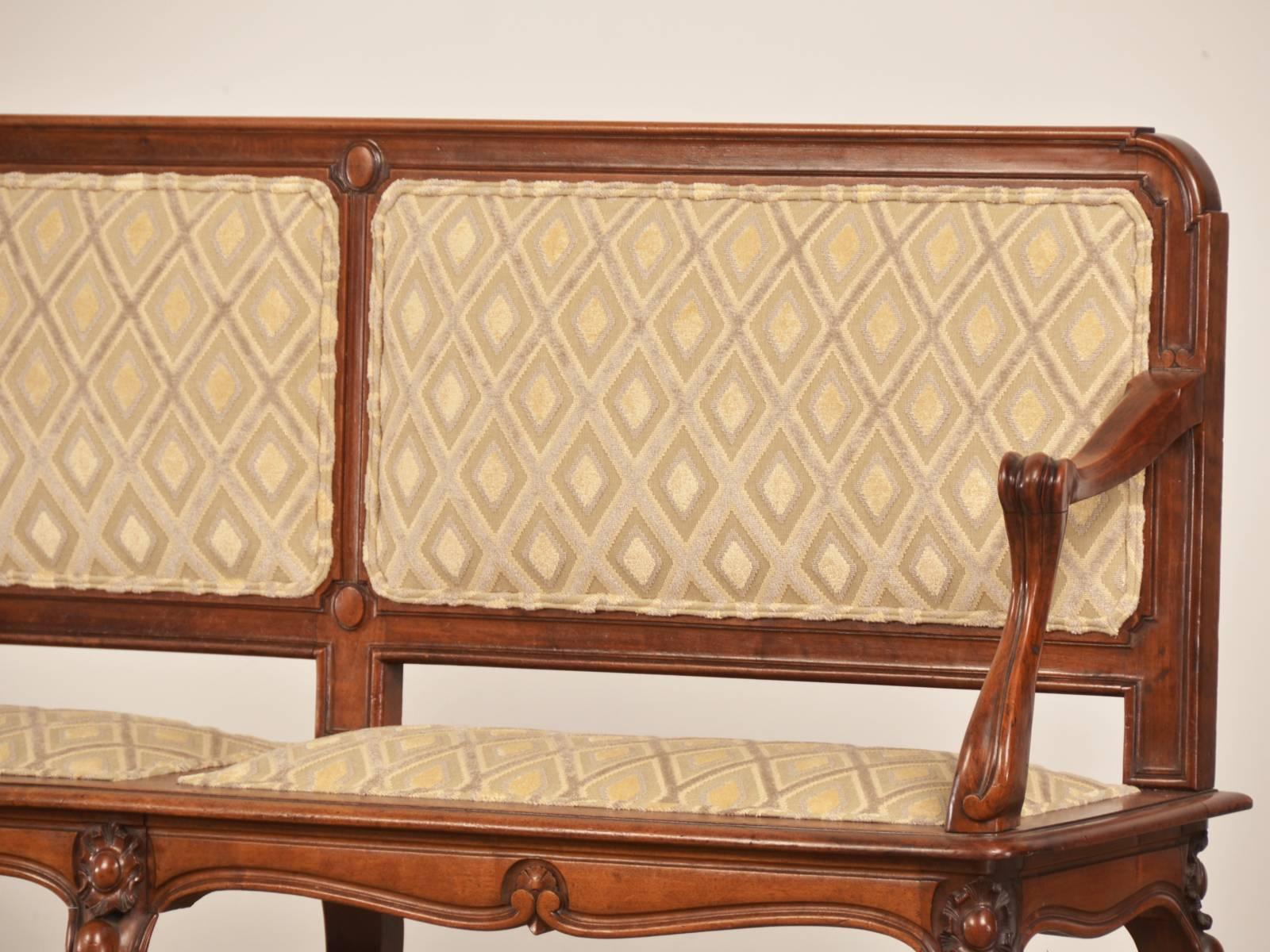 Receive our new selections direct from 1stdibs by email each week. Please click on “Follow Dealer” button below and see them first!

An antique French Art Nouveau period walnut settee bench circa 1900 with excellent carving and proportion freshly