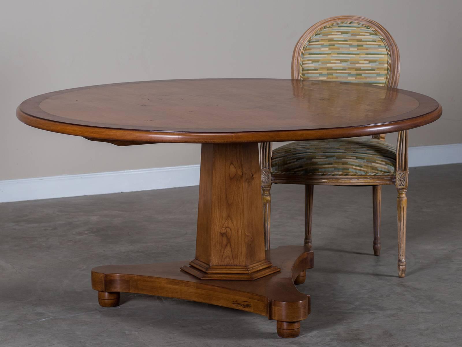 Contemporary English Regency Style Cherrywood Round Pedestal Dining Table