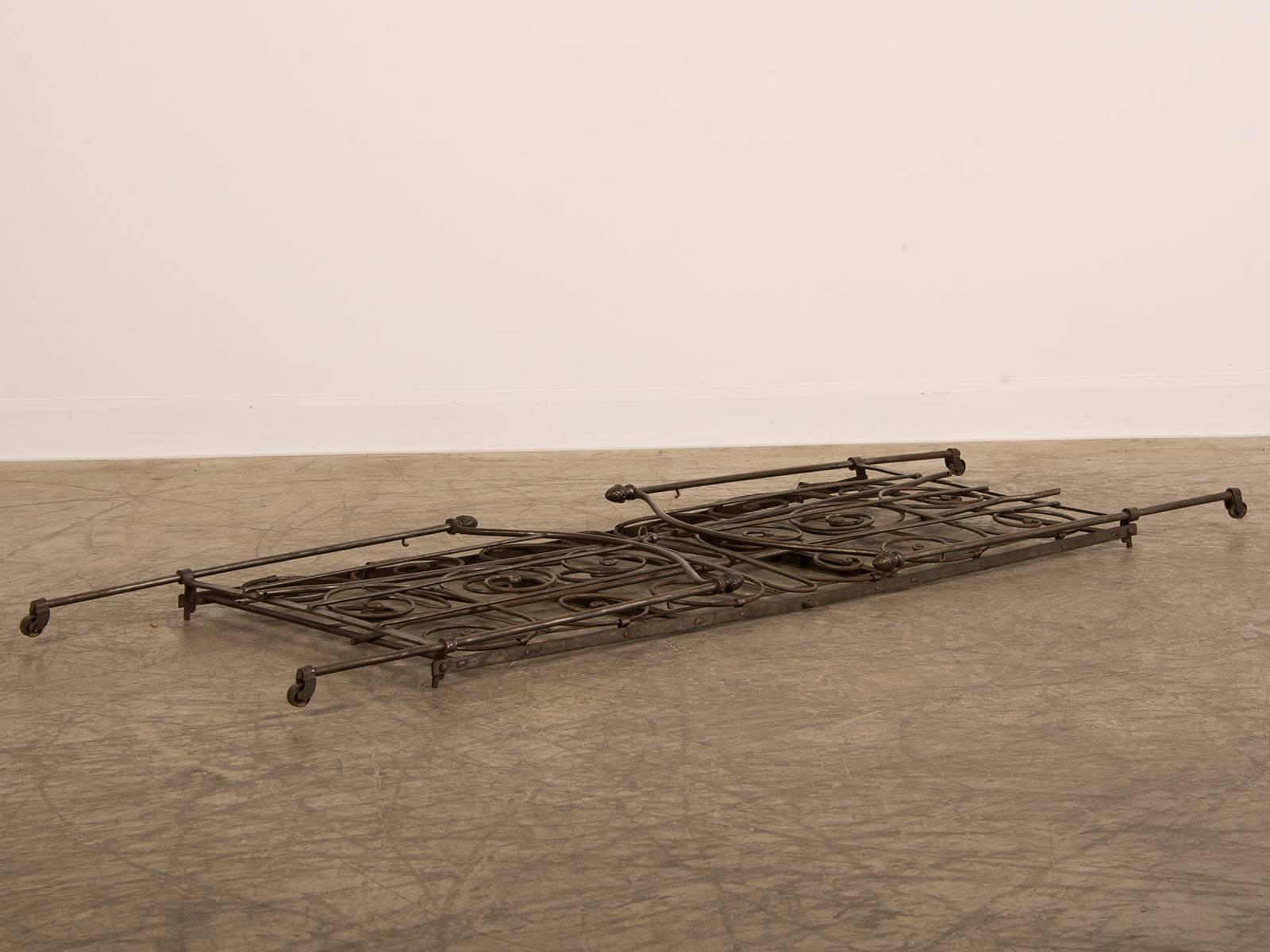 Late 19th Century Antique French Iron Campaign (Folding) Bed, circa 1875 For Sale