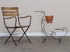 French Vintage Iron Garden Plant Stand, circa 1940