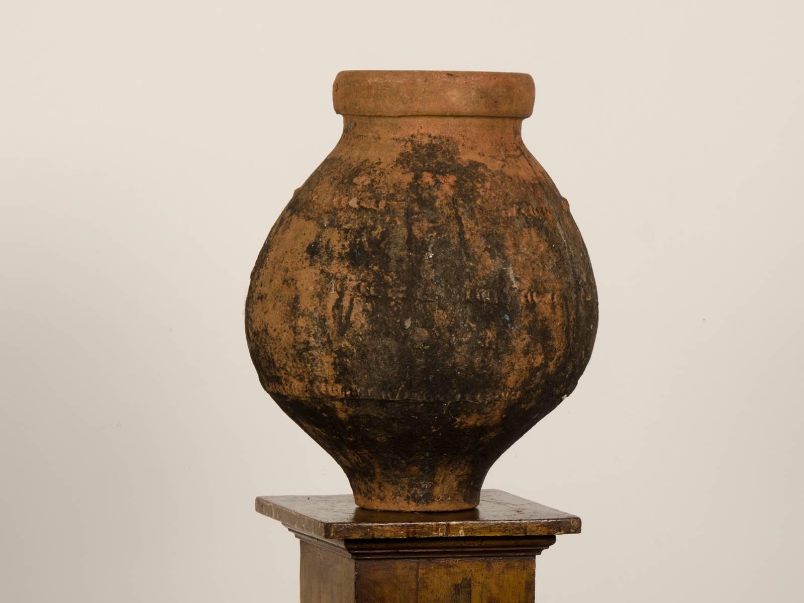 Late 19th Century Antique Italian Handmade Terra Cotta Urn, circa 1885 For Sale