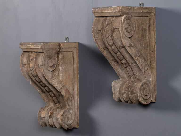 Pair of Antique French Wall Brackets Corbels, circa 1850 at 1stDibs