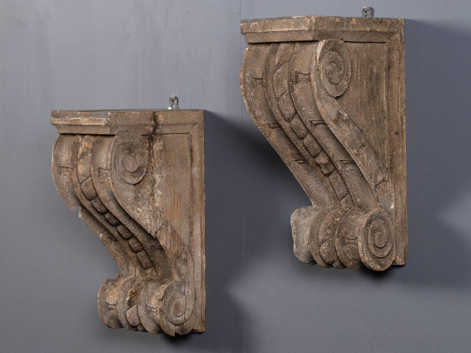 Pair of Antique French Wall Brackets Corbels, circa 1850 1