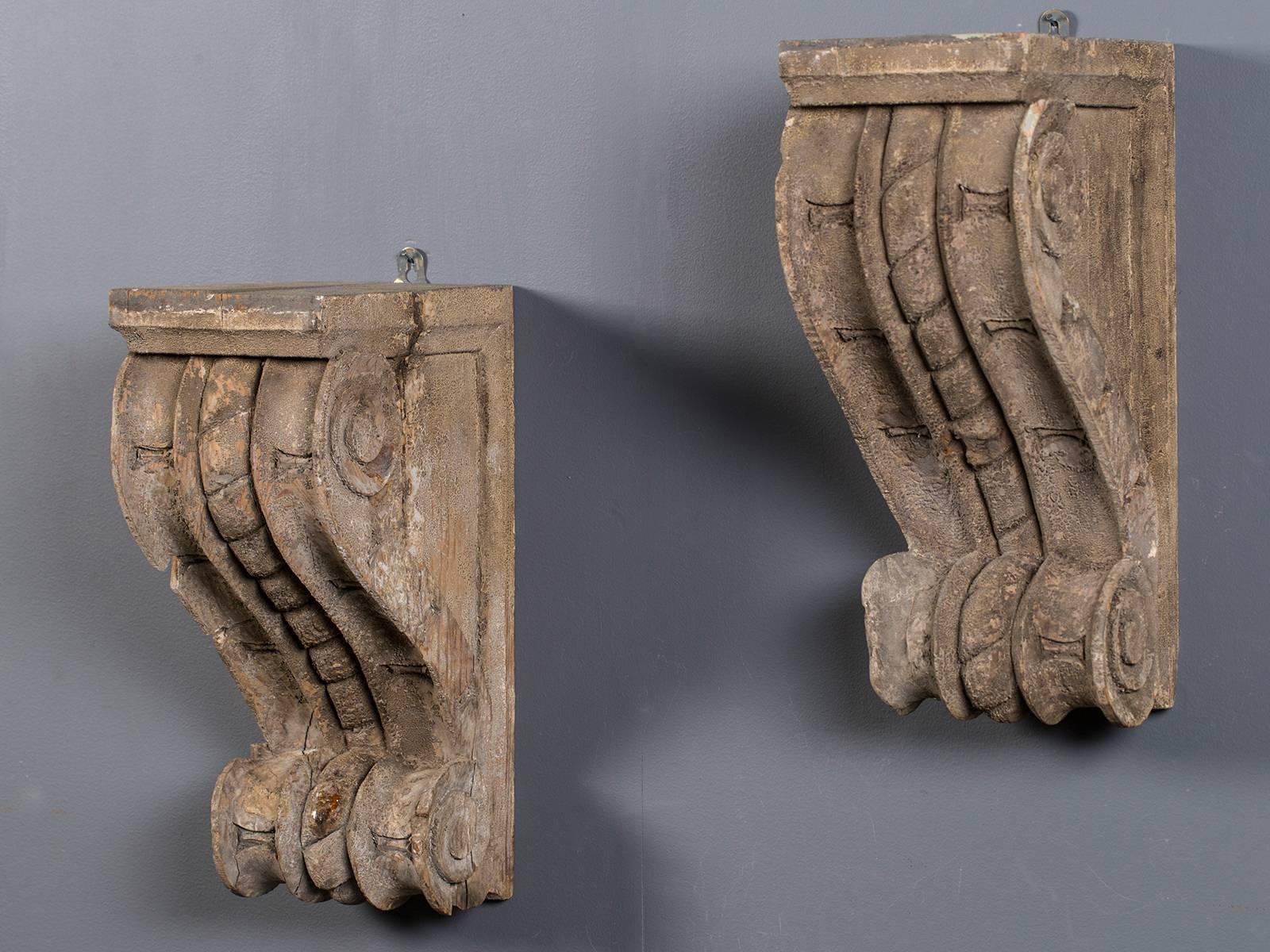 Pair of Antique French Wall Brackets Corbels, circa 1850 2
