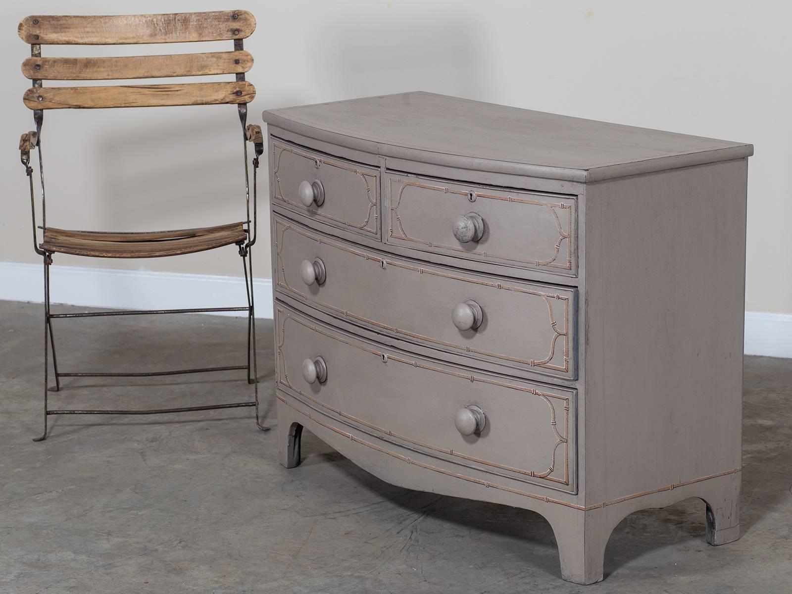 Painted Sheraton Bowfront Chest of Drawers, circa 1870 2