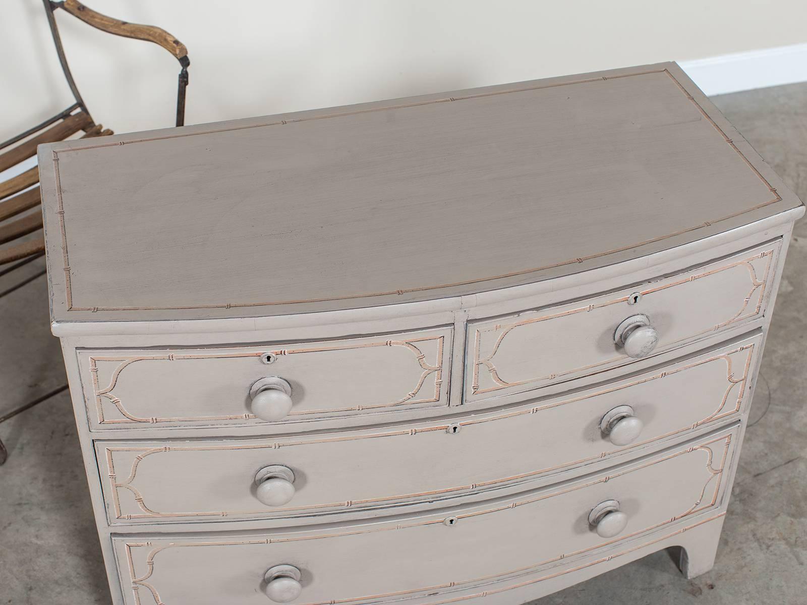 English Painted Sheraton Bowfront Chest of Drawers, circa 1870