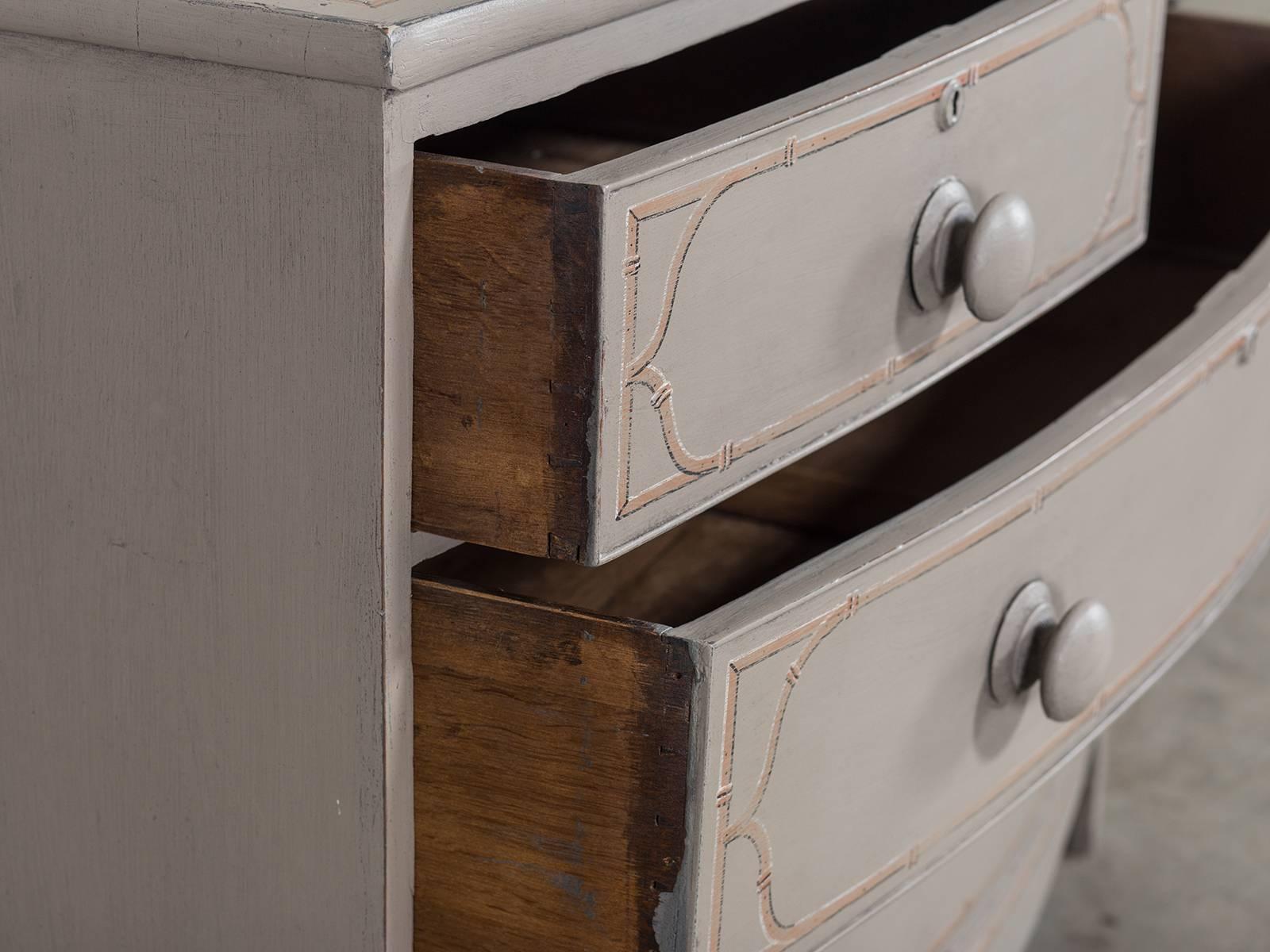 Painted Sheraton Bowfront Chest of Drawers, circa 1870 1