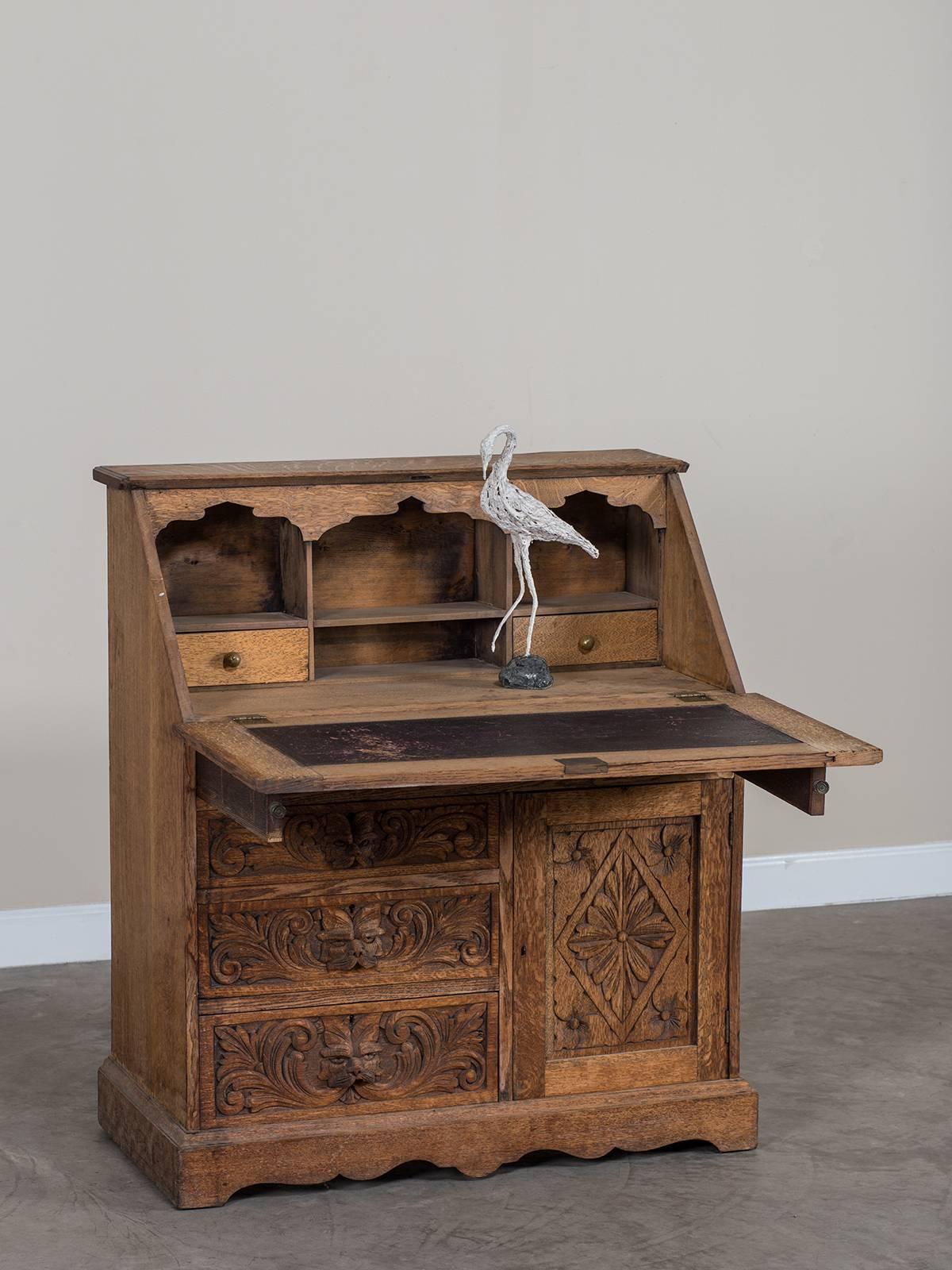 Oak Antique English Arts and Crafts Secretary Base, circa 1875