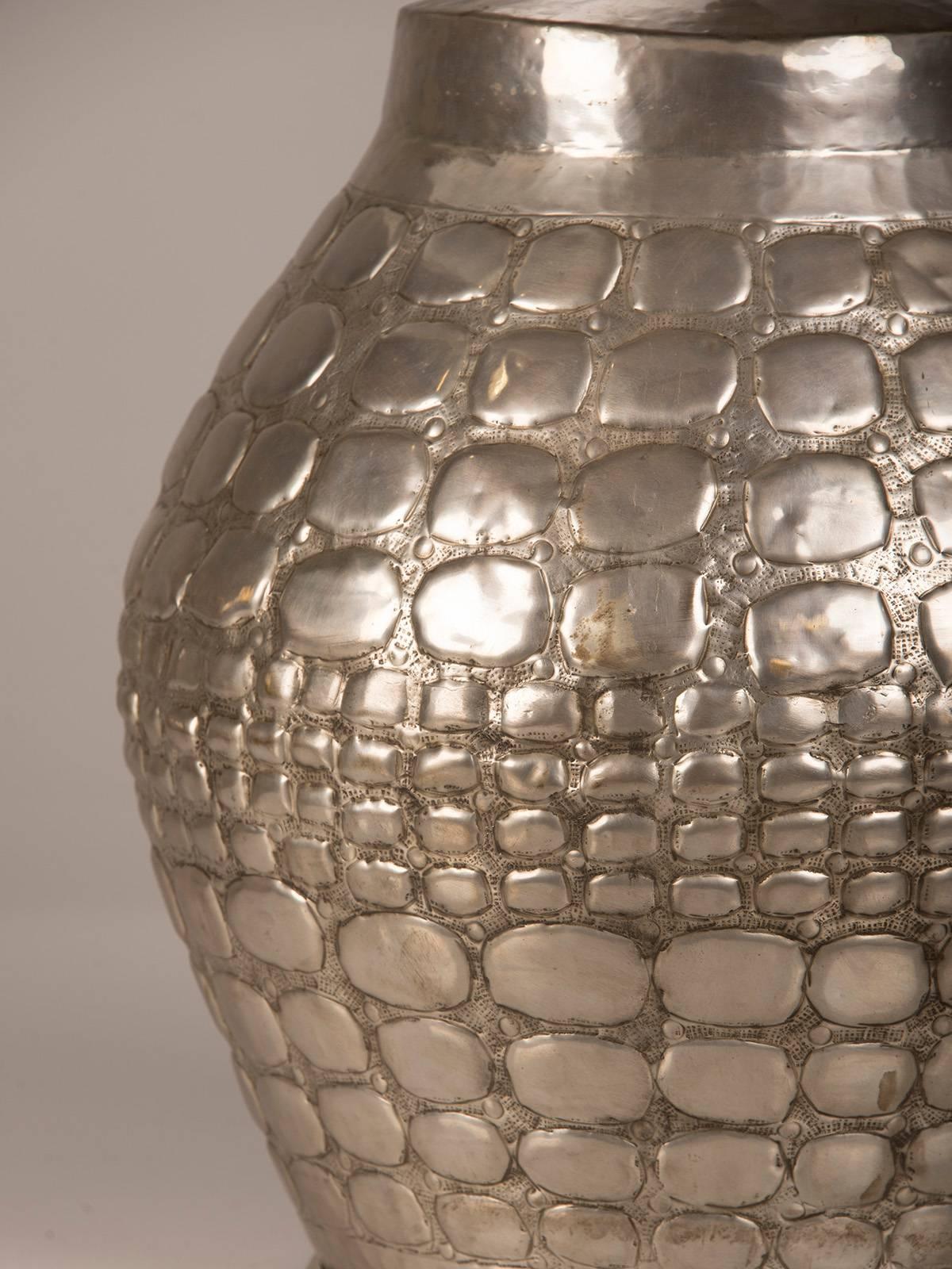 Contemporary Crocodile Pattern Metal Table Lamp Found in France
