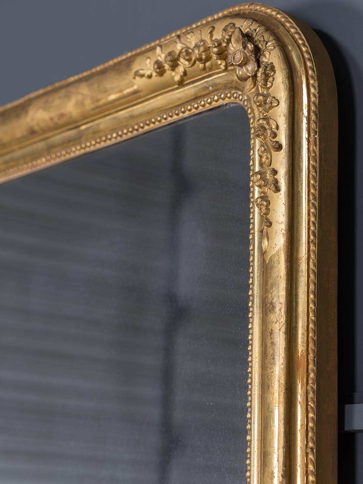 Antique French Louis Philippe Gold Leaf Mirror, circa 1870 For Sale 2