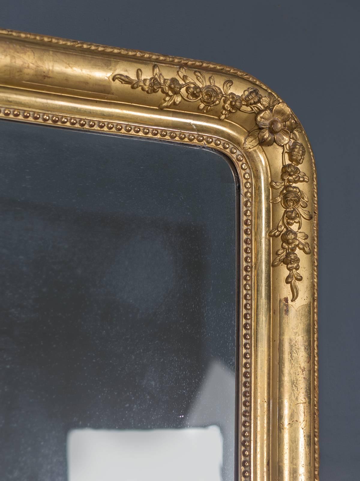 Antique French Louis Philippe Gold Leaf Mirror, circa 1870 For Sale 1