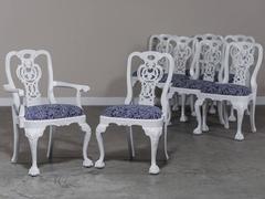 Set Eight George III Chippendale Style Painted Dining Chairs, Custom, England