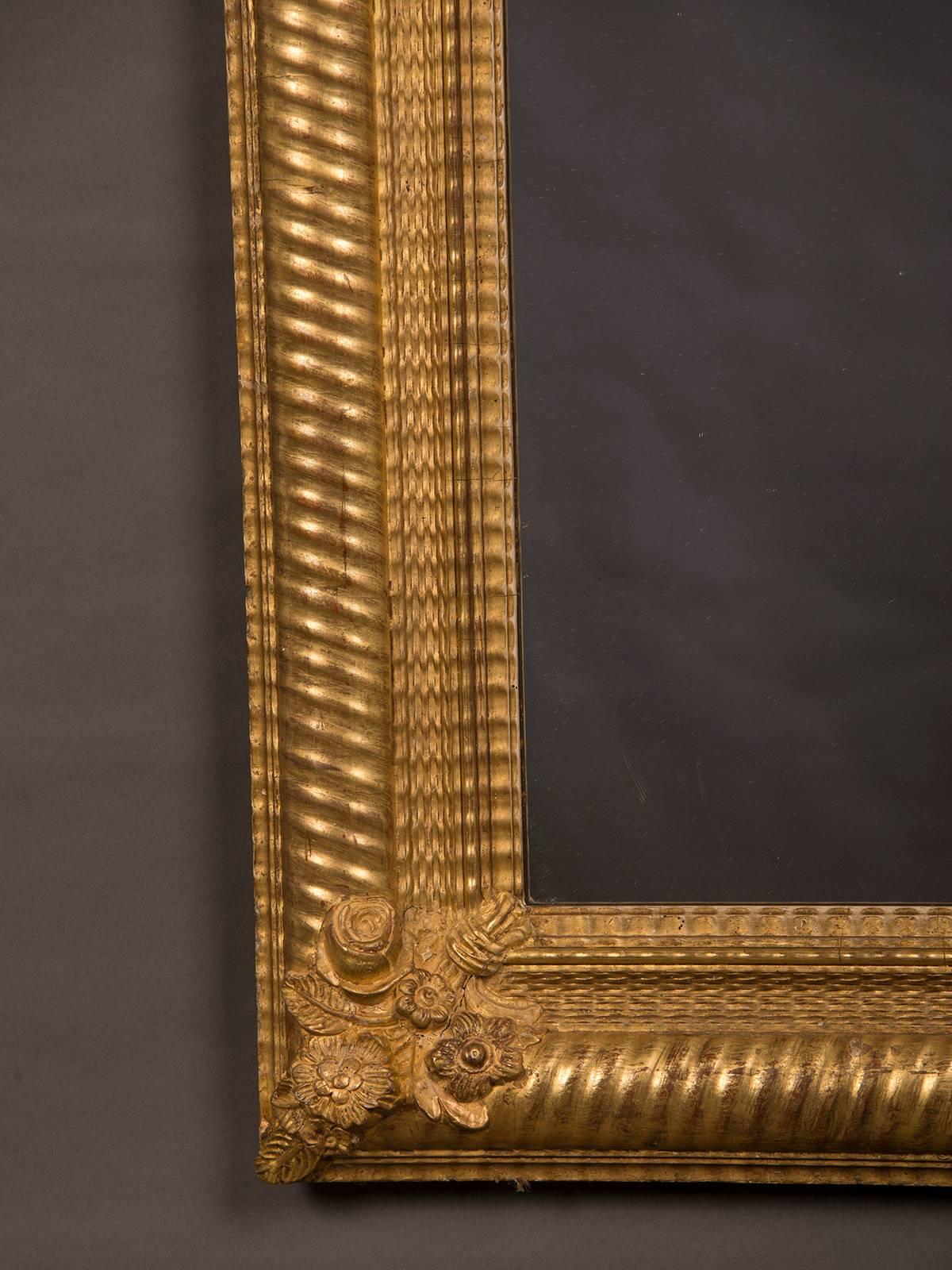 Antique French Gold Leaf Framed Mirror, circa 1895 In Excellent Condition In Houston, TX