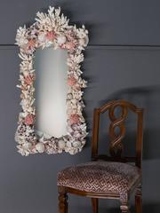 Sea Shell Mirror of Rectangular Shape with Nautilis and Scallop