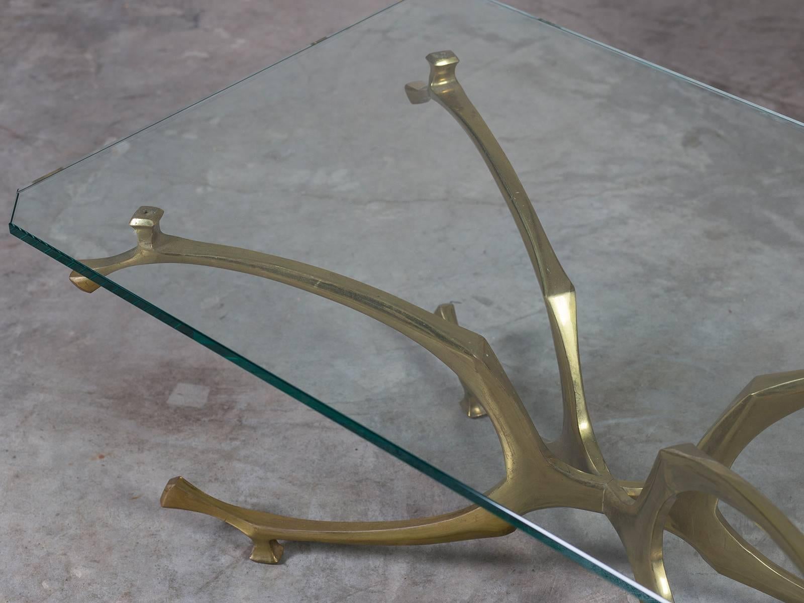 Jacques Duval Brasseur Style Vintage Brass French Coffee Table, circa 1970 For Sale 1