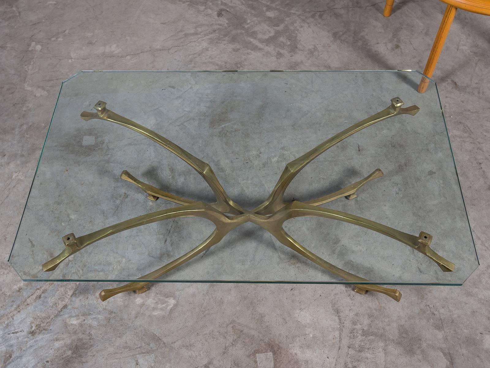 Jacques Duval Brasseur Style Vintage Brass French Coffee Table, circa 1970 For Sale 3
