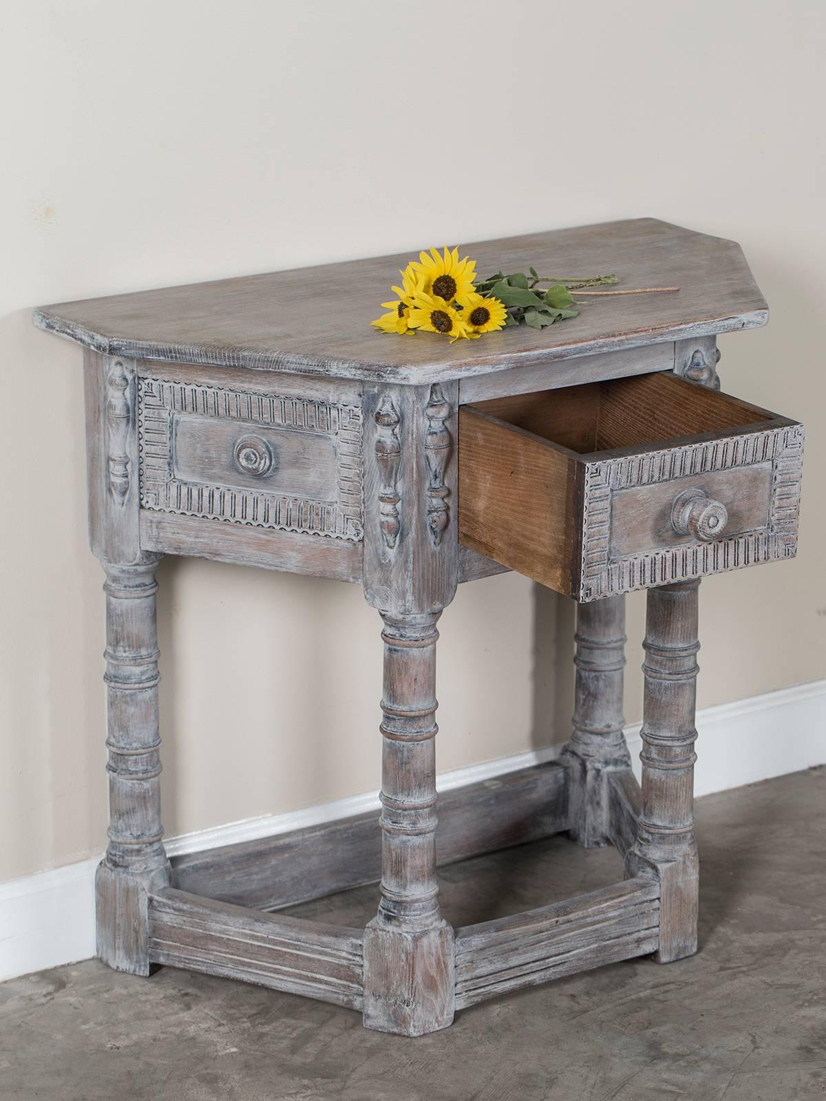 Antique English Limed Oak Credenza Console Table, circa 1890 3