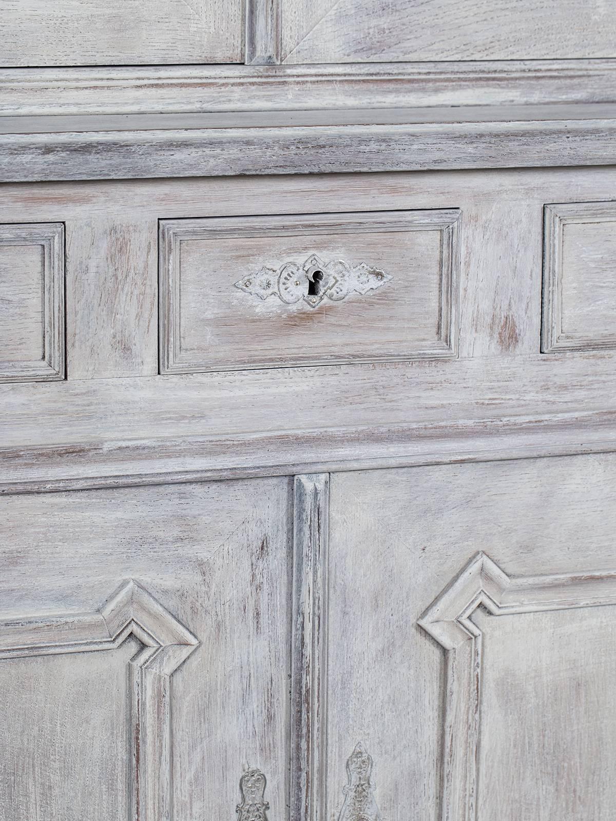 French Painted Oak Louis Philippe Buffet a Deux Corps Cabinet, circa 1850 3
