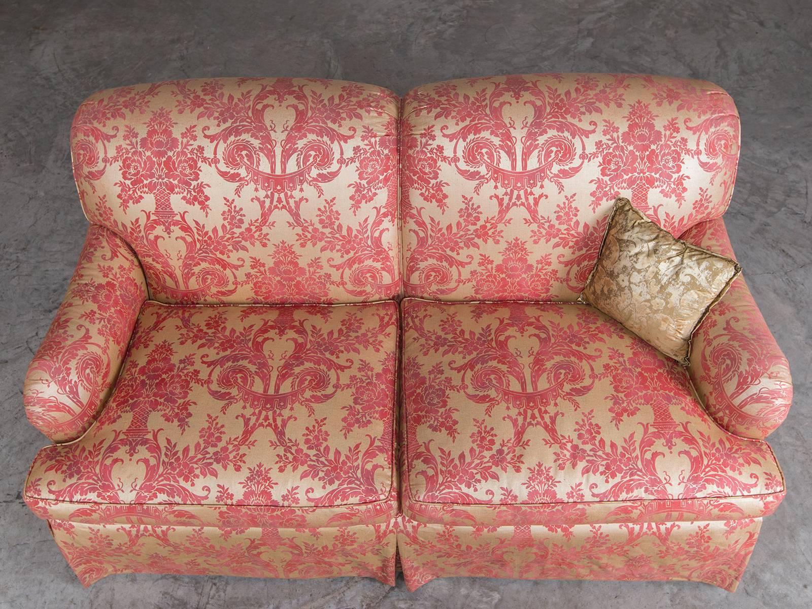 Pair of Custom Fortuny Fabric Upholstered Sofas Offered Individually, 1990 1