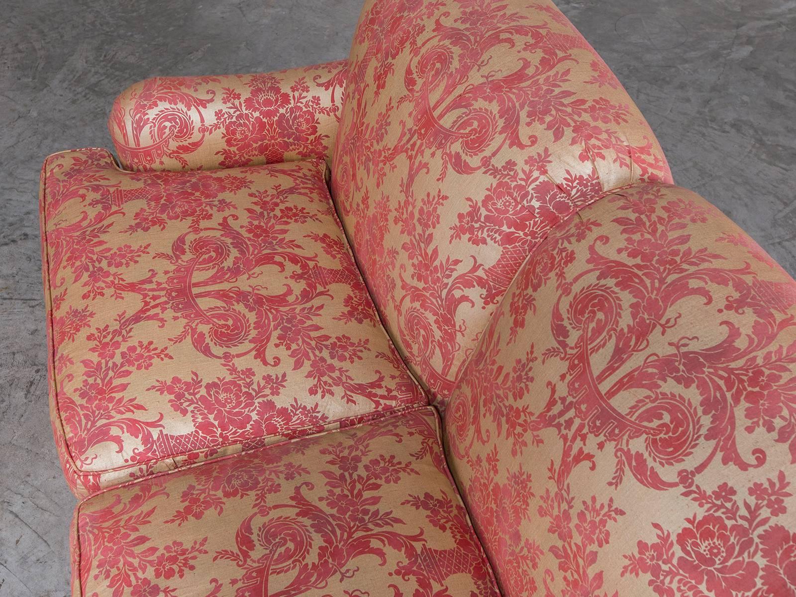 Late 20th Century Pair of Custom Fortuny Fabric Upholstered Sofas Offered Individually, 1990