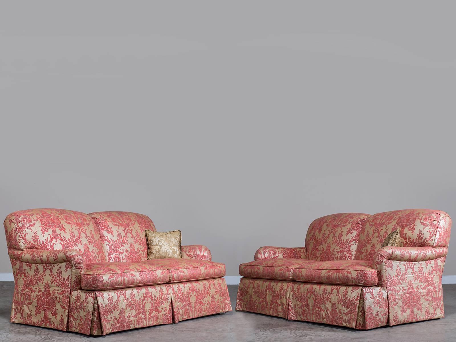 Pair of Custom Fortuny Fabric Upholstered Sofas Offered Individually, 1990 3